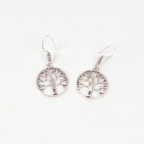 Boucles d'oreilles arbre de vie argent&eacute;es PM bijoux mode au look raffin&eacute;