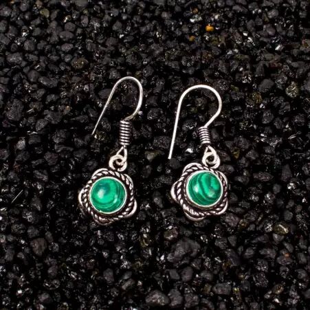 Boucles d'oreilles malachite �l�ment mode au design soign�