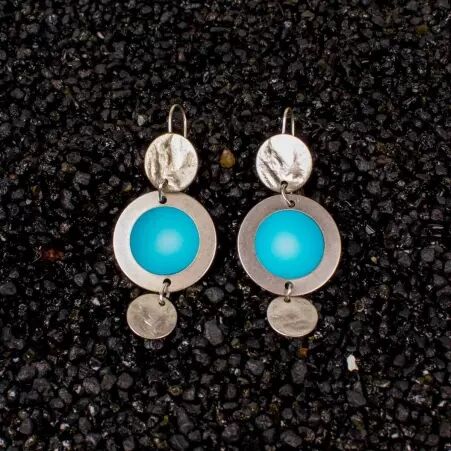 Boucle d'oreille Sphere turquoise bijou mode � l'esth�tique fra�che