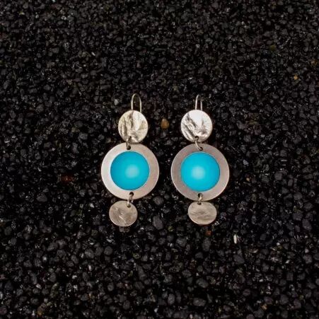 Boucle d'oreille Sphere turquoise bijou mode � l'esth�tique fra�che