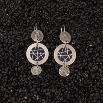 Boucle d'oreille Sphere noir bijou mode &agrave; l'allure chic