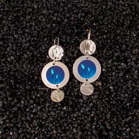 Boucle d'oreille Sphere bleu accessoire bijou au look moderne