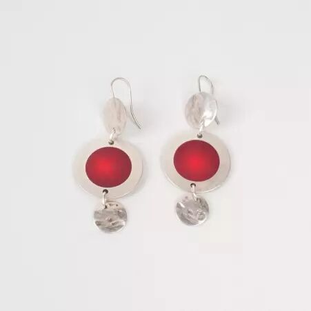 Boucle d'oreille Sphere rouge accessoire bijou au style affirm�