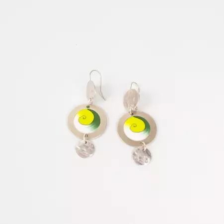 Boucle d'oreille Sphere vert bijou mode � l'esth�tique naturelle