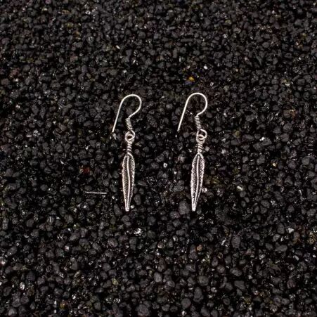 Boucles d'oreilles plume argent�es pi�ce vestimentaire au style tendance