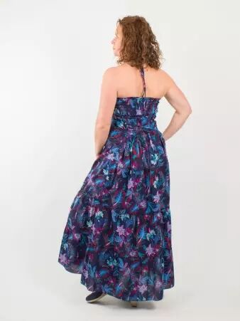 Robe bustier maxi Moana Royal Orchid Blue robe f�minine �l�gante au tomb� a�rien
