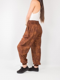 Pantalon harem Paisley ocre pantalon ample &agrave; motif paisley chaleureux