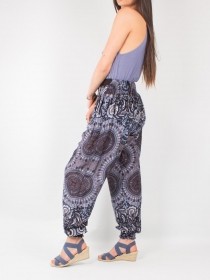 Pantalon harem Waves Mandala Stone pi&egrave;ce confortable au design mandala apais&eacute;