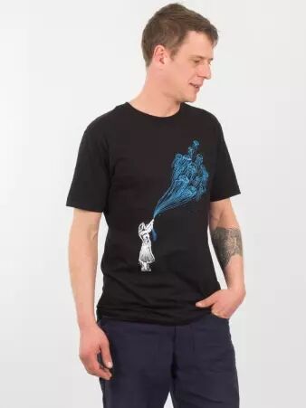 Tee shirt Flying Jelly fish Noir t-shirt graphique aquatique sombre