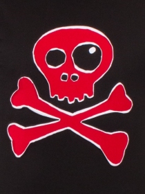 Tee shirt Skull Bones Fond Noir design Bordeaux et blanc t-shirt t&ecirc;te de mort graphique chic