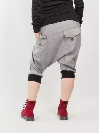 Sarouel court City Girly Denim Black stripes sarouel urbain rayures contrast�es
