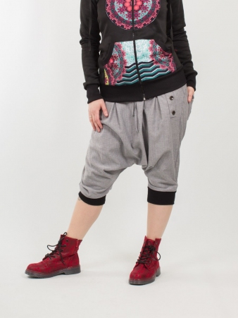 Sarouel court City Girly Denim Black stripes sarouel urbain rayures contrast�es