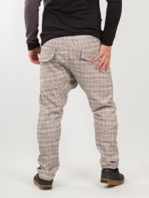 Sarouel City street Ecossais beige sarouel urbain &agrave; motif &eacute;cossais beige