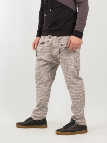 Sarouel City street Ecossais beige sarouel moderne &agrave; carreaux clairs