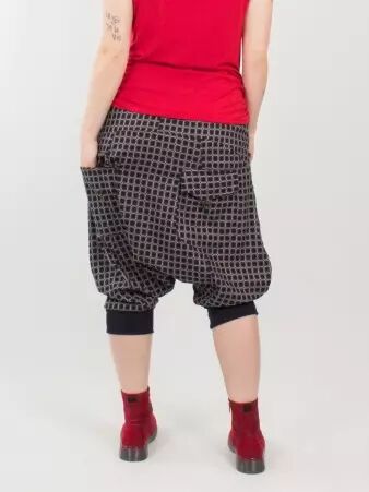 Sarouel court City Girly Denim Tartan bleu sarouel urbain tartan denim