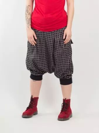 Sarouel court City Girly Denim Tartan bleu sarouel urbain tartan denim