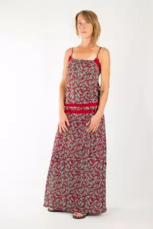 Robe longue Cha�ma Bambou rouge robe boh�me intense