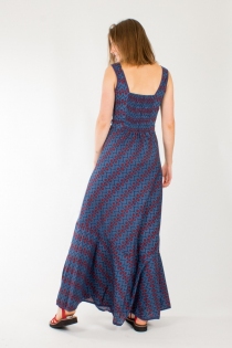 Robe Samana Panfeza Bleu robe fluide &agrave; motif graphique bleu