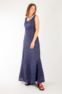 Robe Samana Panfeza Bleu robe f&eacute;minine au graphisme structur&eacute;