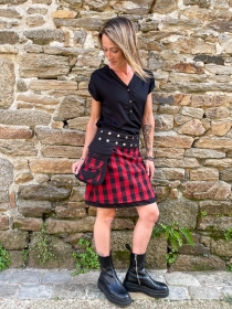 Jupe r&eacute;versible Campbell Scotland Tartan Rouge mi-longue cr&eacute;ation textile pens&eacute;e pour le confort et l'&eacute;l&eacute;gance quotidienne
