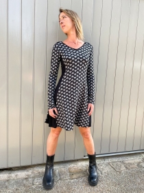 Robe Zoha Ankara Graphite robe boh&egrave;me fluide en tissu ankara