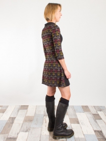 Robe Yuppi Palm noir robe boh&egrave;me &agrave; imprim&eacute; palmier noir