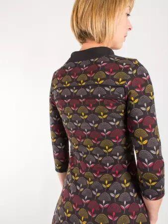 Robe Yuppi Palm noir robe fluide exotique au style affirm�