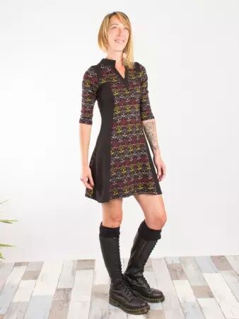 Robe Yuppi Palm noir robe fluide exotique au style affirm�