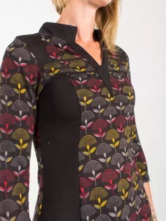 Robe Yuppi Palm noir robe fluide exotique au style affirm�