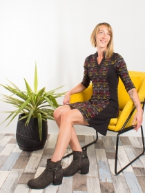 Robe Yuppi Palm noir robe fluide exotique au style affirm&eacute;