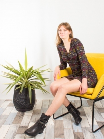 Robe Avelina Palm noir robe noire &agrave; motif palmier