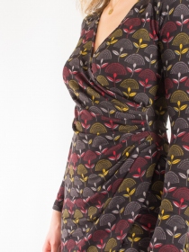 Robe Avelina Palm noir robe fluide au graphisme tropical