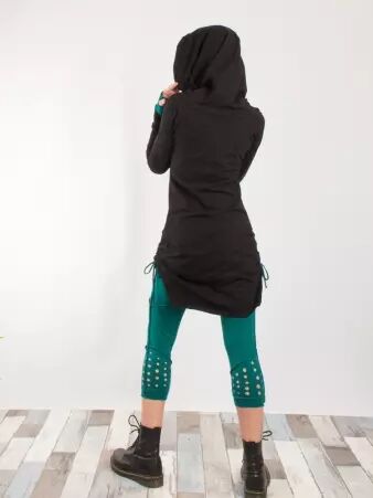 Robe Guru Noir Emeraude robe fluide contraste sombre