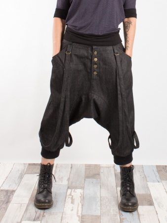 Sarouel court City straps Denim sarouel court street en jean