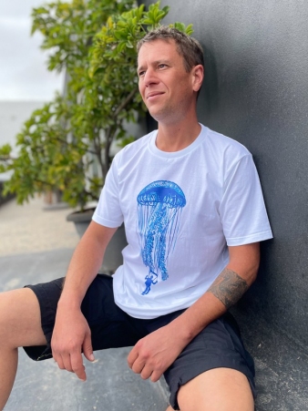 Tee shirt Jelly fish Blanc t-shirt m�duse blanche �l�gante