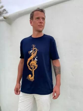 T Shirt Clef de sol v�g�tale Bleu t-shirt artistique clef de sol florale