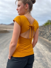 Top Kayli Jaune top boh&egrave;me jaune vibrant