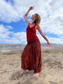 Sarouel Alibaba Paisley Ocre sarouel boh&egrave;me aux teintes chaudes