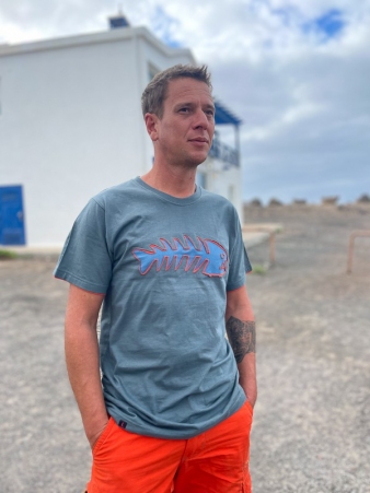 Tee shirt Poisson Fond Bleu min�ral design Bleu & Orange t-shirt poisson bleu min�ral accent orange