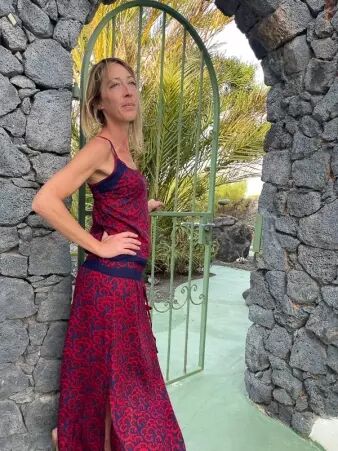 Robe Longue Cha�ma Coton Flower Magenta robe f�minine lumineuse