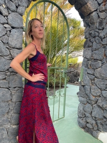 Robe Longue Cha&iuml;ma Coton Flower Magenta robe florale