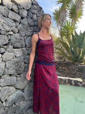 Robe Longue Cha�ma Coton Flower Magenta robe f�minine lumineuse