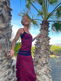 Robe Longue Cha&iuml;ma Coton Flower Magenta robe f&eacute;minine lumineuse
