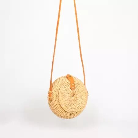 Sac en rotin tress� rond bomb� couleur naturelle style boh�me sac boh�me chic