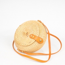 Sac en rotin tress&eacute; rond bomb&eacute; couleur naturelle style boh&egrave;me sac boh&egrave;me chic