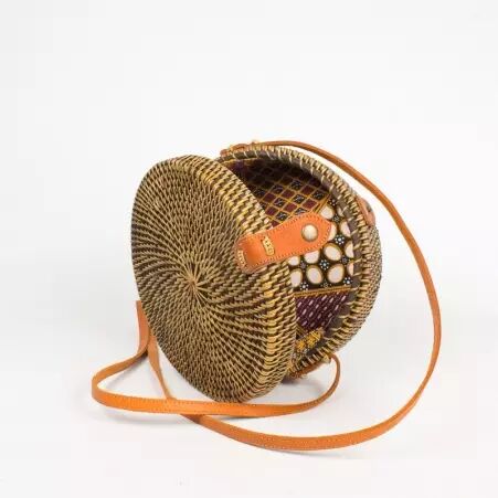 Sac en rotin tress� bi color naturel sac estival � l'allure naturelle