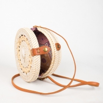 Sac en rotin motif tress&eacute; deux motifs ronds naturel style boh&egrave;me accessoire boh&egrave;me chic