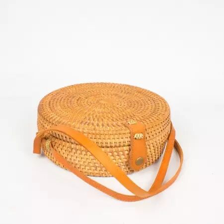 Sac en rotin tress� naturel bandouli�re cuir style boh�me sac l�ger d'�t�