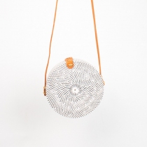 Sac en rotin tress&eacute; rond bicolore z&eacute;br&eacute; noir et blanc sac contrast&eacute;