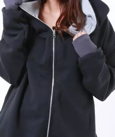 Veste longue oversized � capuche Lanza noire veste lanza noire oversized capuche
